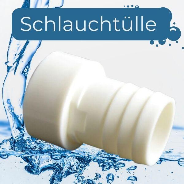Schlauchtülle ABS, 50 mm x 38 mm, Stutzen x Schlauchtülle, weiß